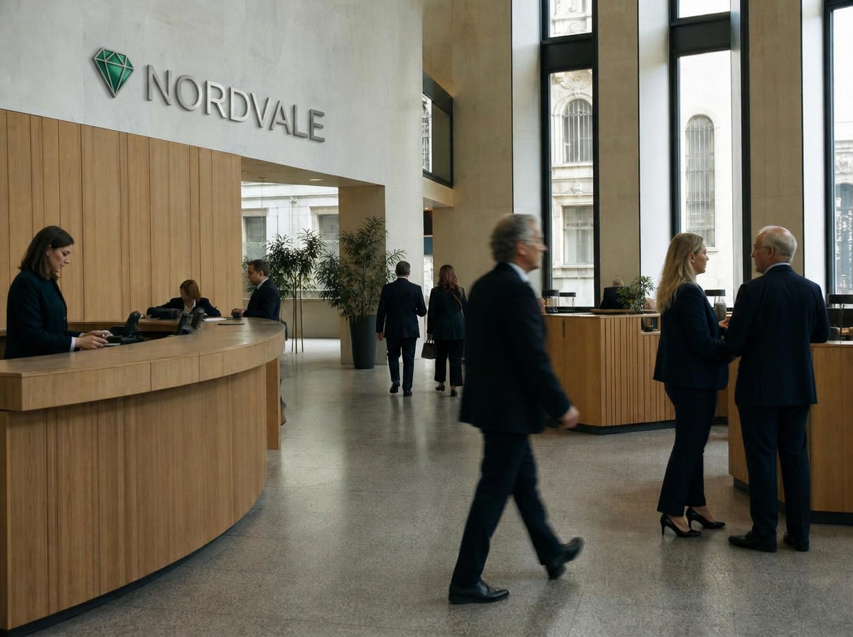 Nordvale advisors welcoming clients in the banking hall